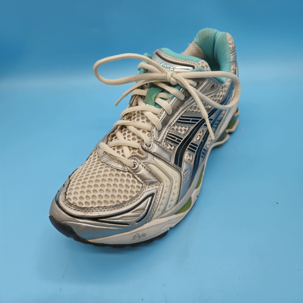Asics Gel-Kayano 14 Size 10 Silver Champagne Blue Running Shoes TN851 (D)